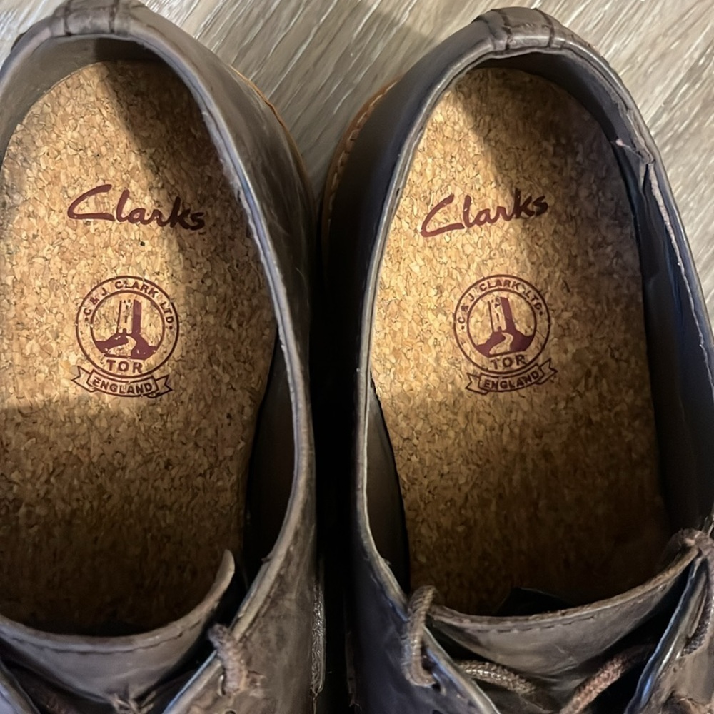 Clark’s leather walk oxfords loafers men’s size 11 cork insoles - Picture 6 of 8